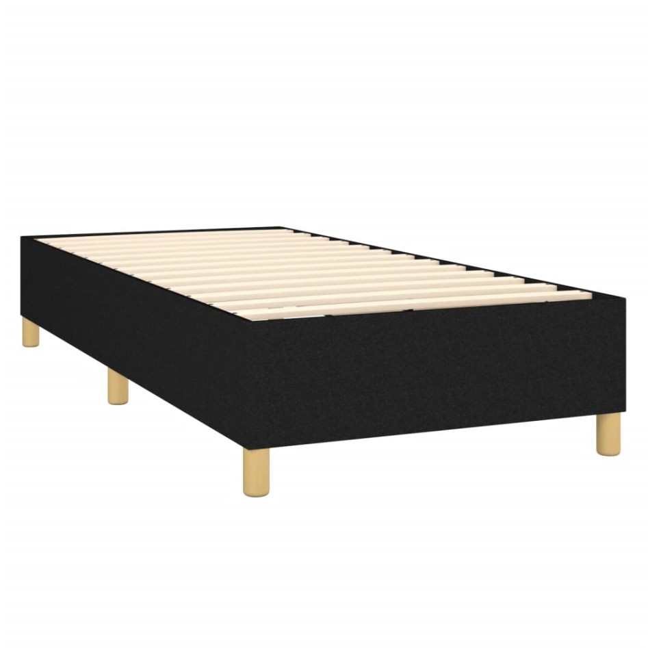 Cama box spring colchón y luces LED tela negro 90x190
