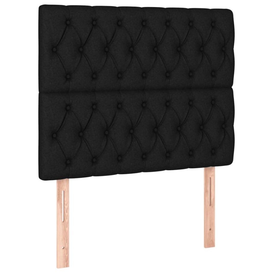 Cama box spring colchón y luces LED tela negro 90x190