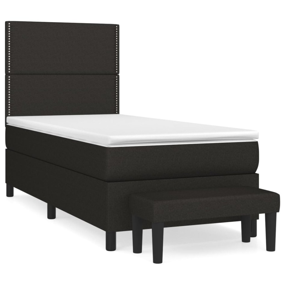 Cama box spring con colchón tela negro 90x190