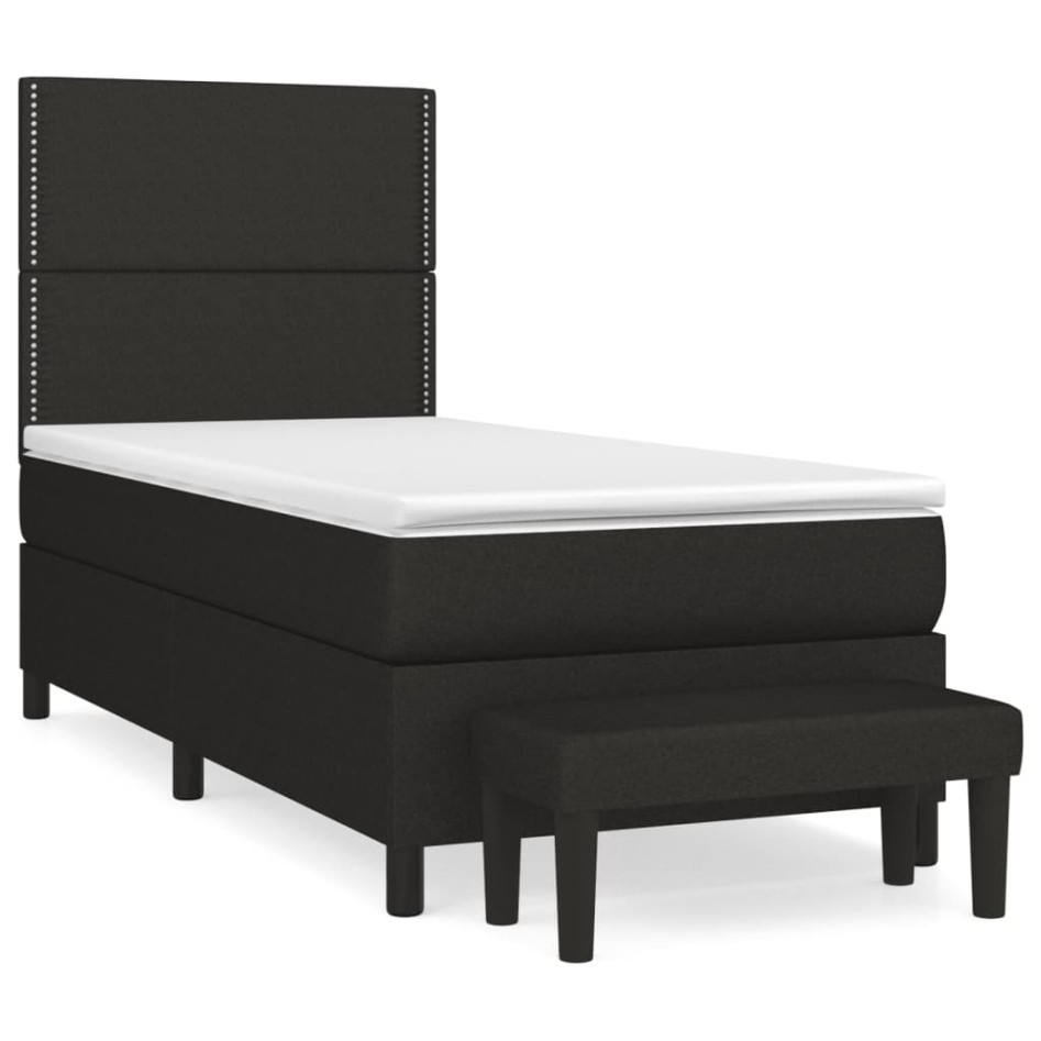 Cama box spring con colchón tela negro 90x200
