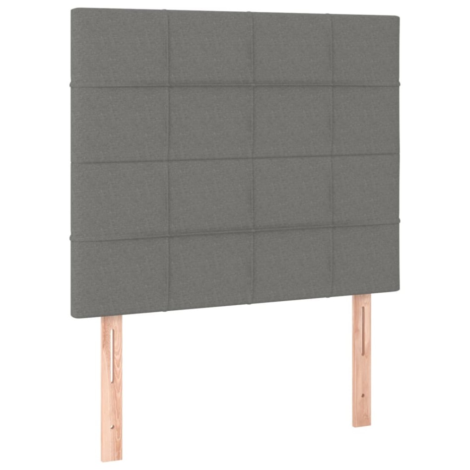 Cama box spring con colchón tela gris oscuro 80x200
