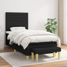 Cama box spring con colchón tela negro 90x190