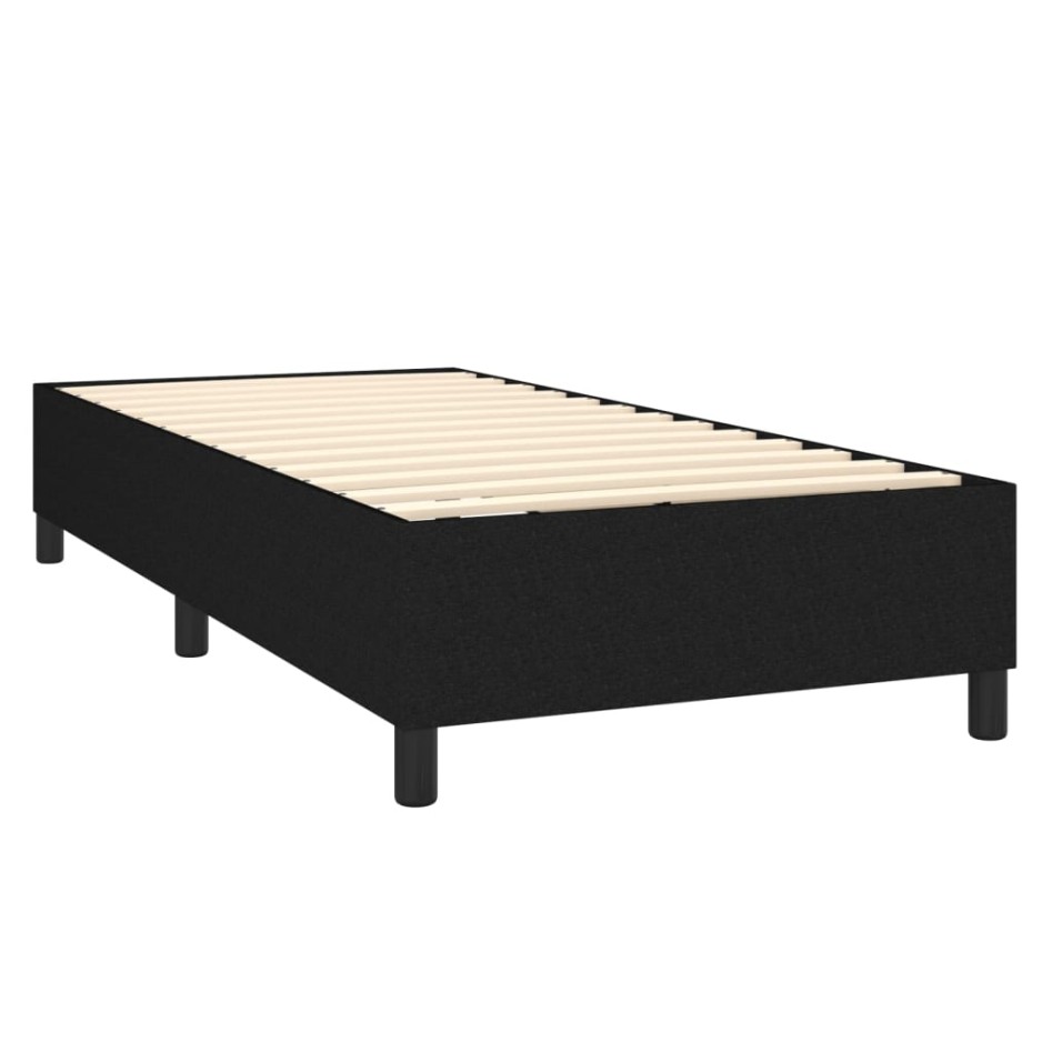 Cama box spring colchón y luces LED tela negro 90x190