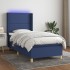 Cama box spring colchón y luces LED tela azul 90x200