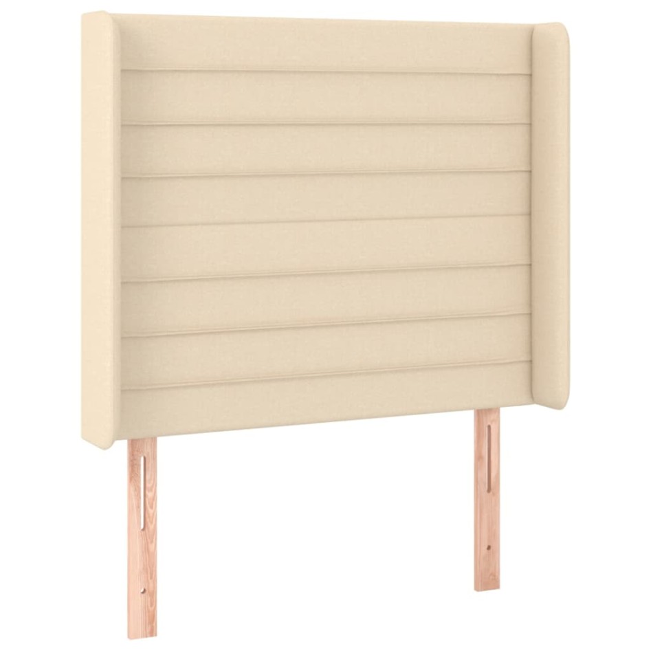 Cama box spring colchón y luces LED tela crema 90x200
