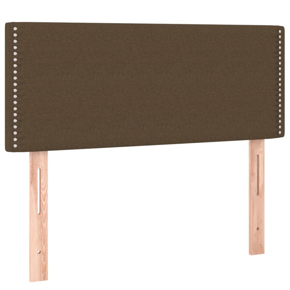 Cama box spring con colchón tela marrón oscuro 100x200