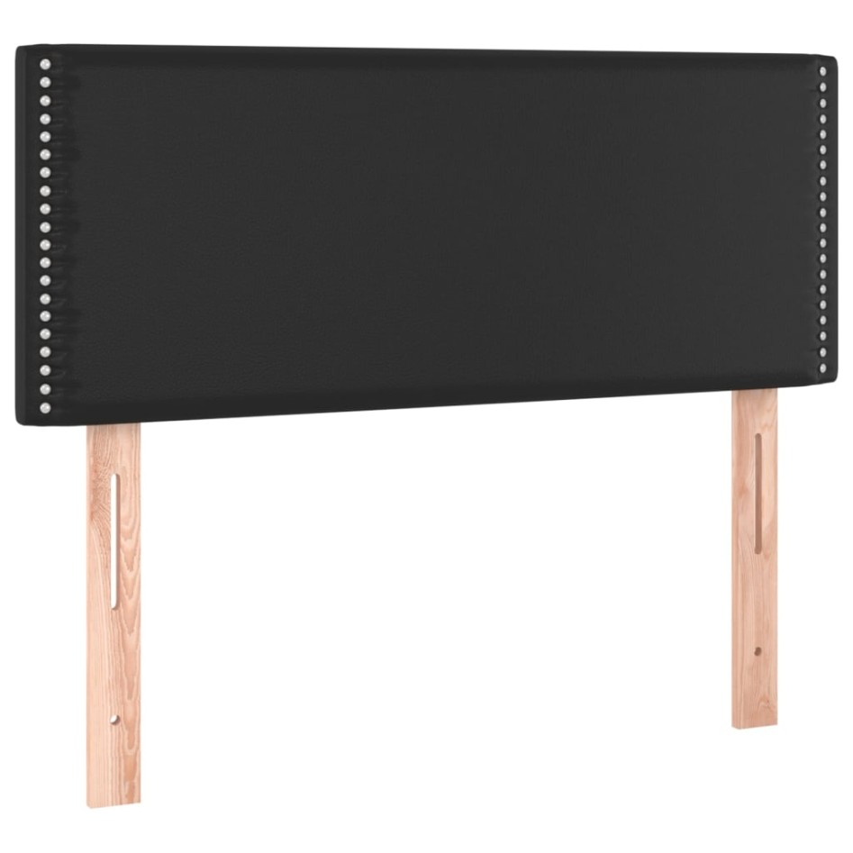 Cama box spring con colchón cuero sintético negro 80x200
