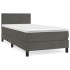Cama box spring con colchón terciopelo gris oscuro 80x200