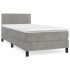 Cama box spring con colchón terciopelo gris claro 80x200