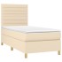 Cama box spring con colchón tela color crema 90x200