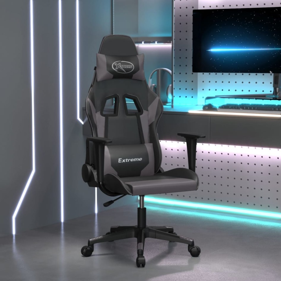 Silla gaming cuero sintético negro y