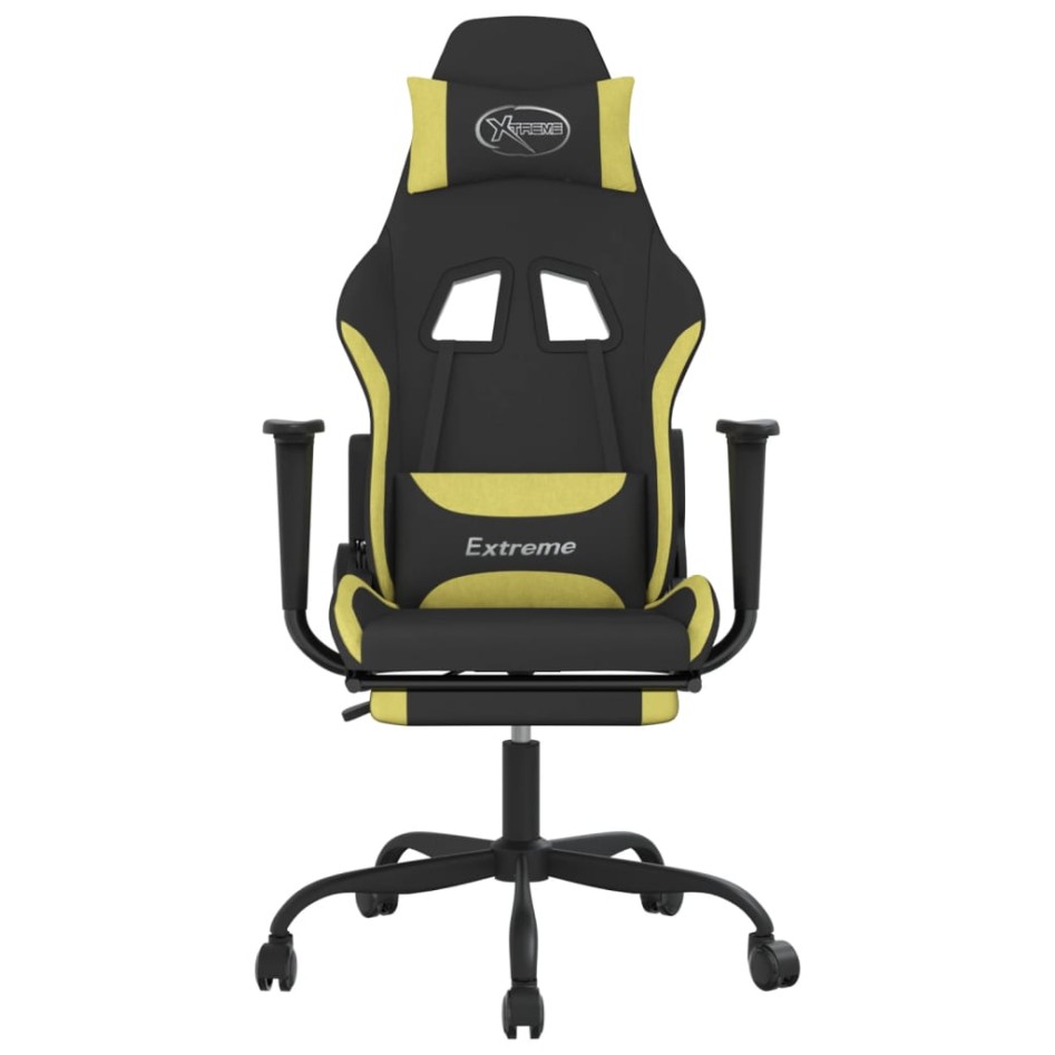 Silla gaming con reposapiés tela verde claro y