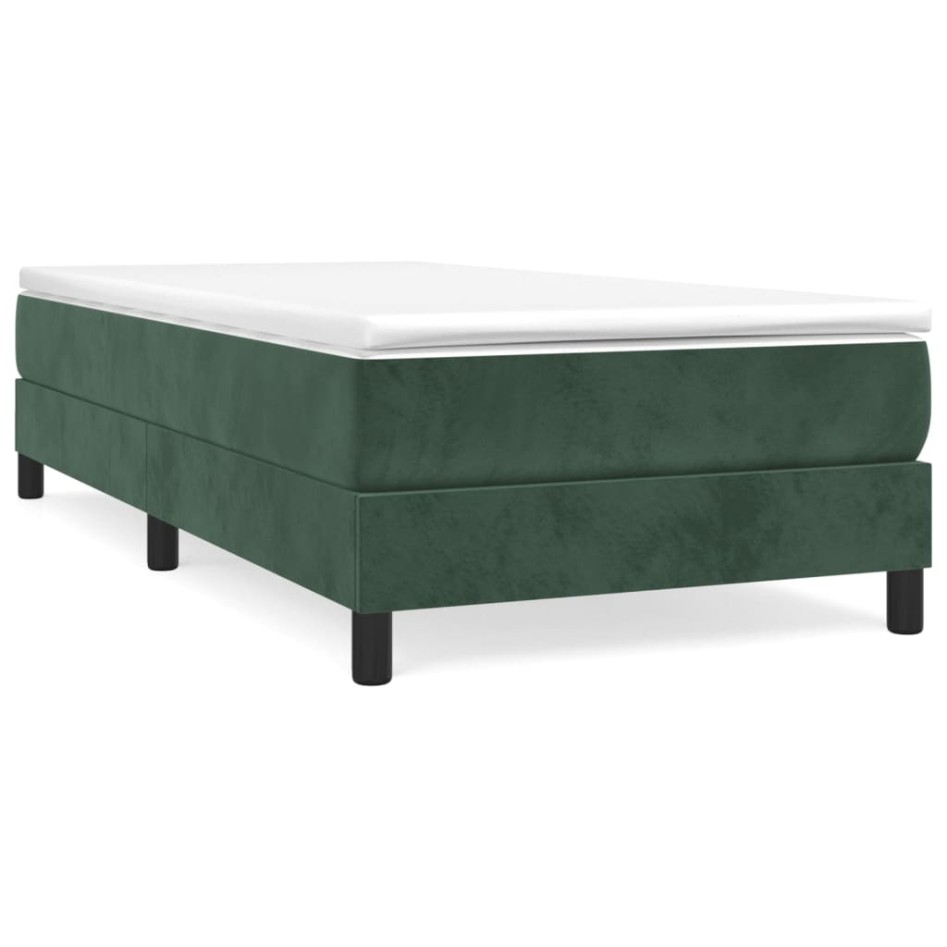 Cama box spring con colchón terciopelo verde oscuro 90x200