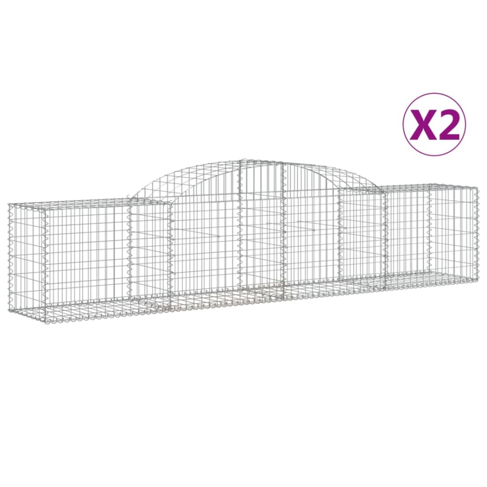 Cestas gaviones 2 uds forma de arco hierro 300x50x60/80