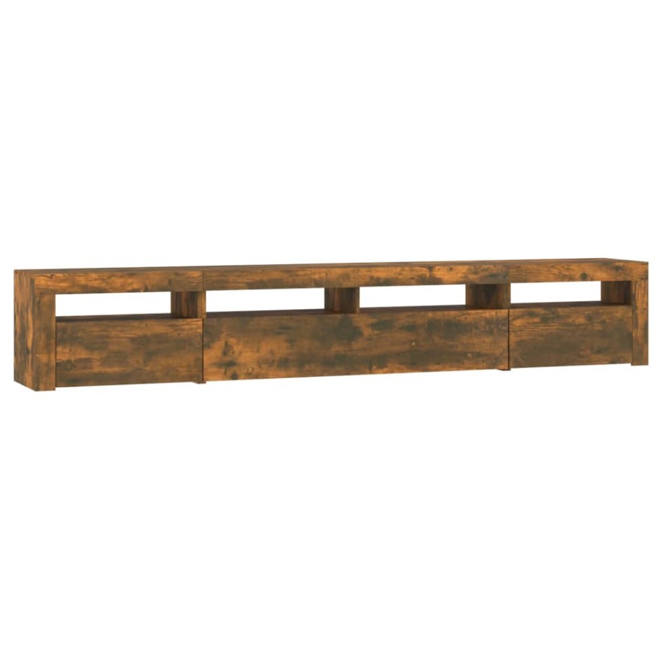 Mueble de TV con luces LED color roble ahumado 240x35x40