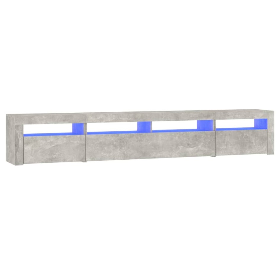 Mueble de TV con luces LED gris hormigón 240x35x40