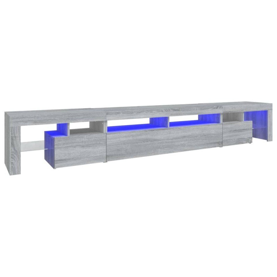 Mueble de TV con luces LED gris Sonoma 260x36,5x40