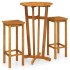 Mesa y taburetes altos de jardín 3 pzas madera maciza