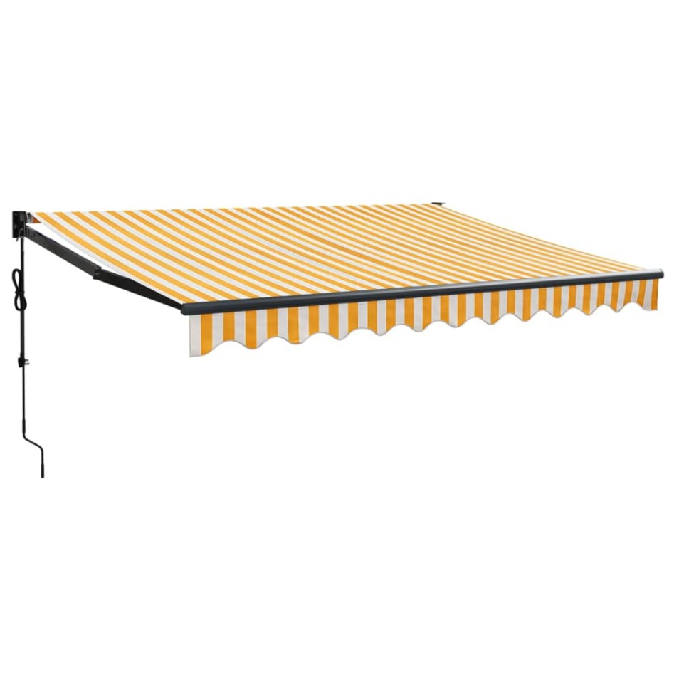 Toldo retráctil automático amarillo y blanco 3,5x2,5
