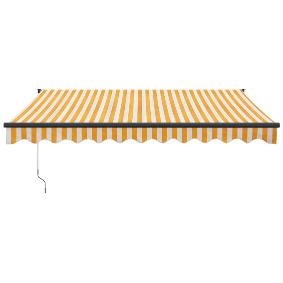 Toldo retráctil automático amarillo y blanco 3,5x2,5