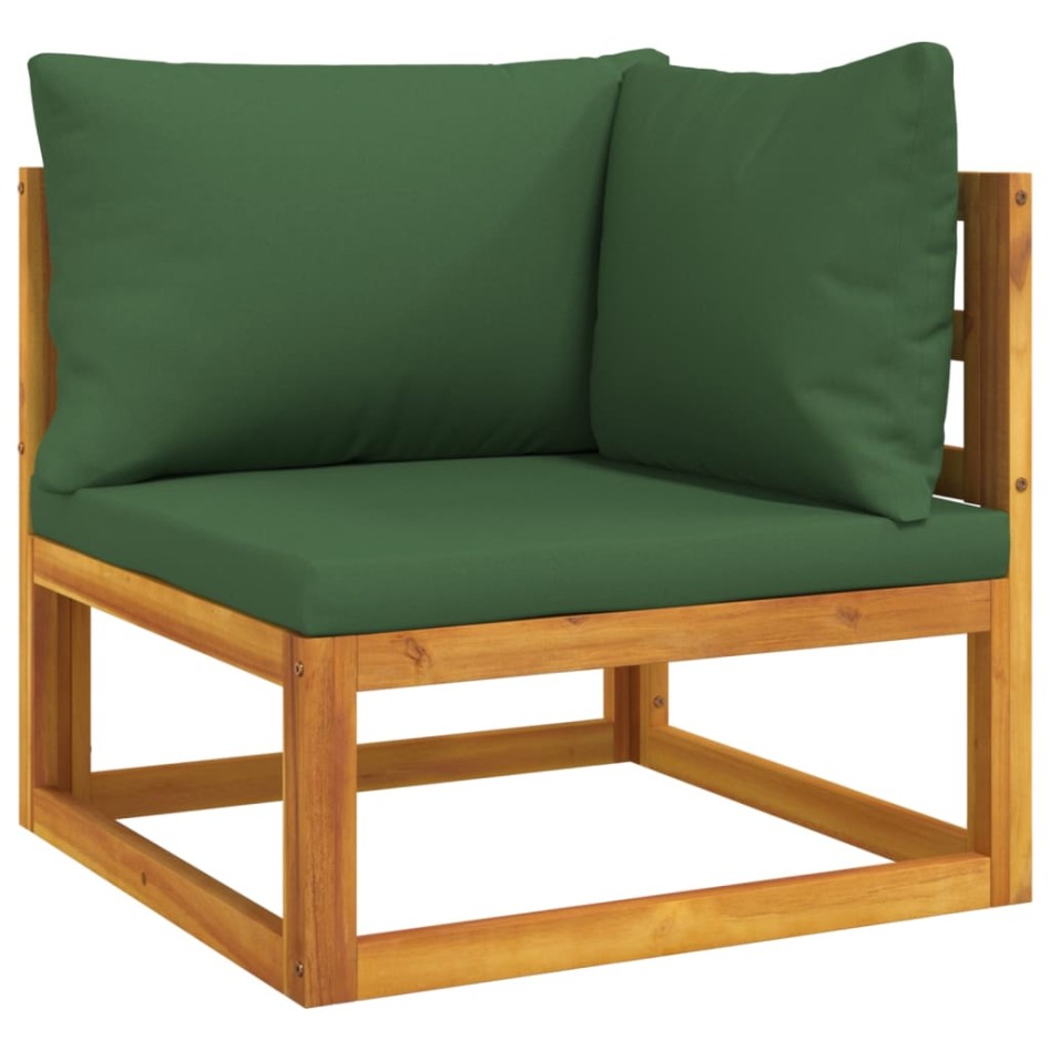 Juego muebles de jardín 4 piezas madera maciza y cojines