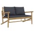 Set de muebles de jardín 3 piezas bambú con cojines gris