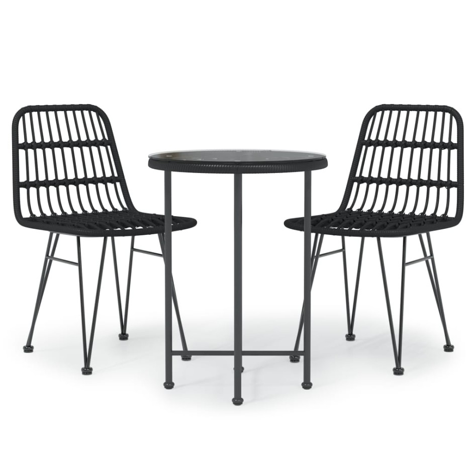 Juego de comedor de jardín 3 piezas ratán sintético