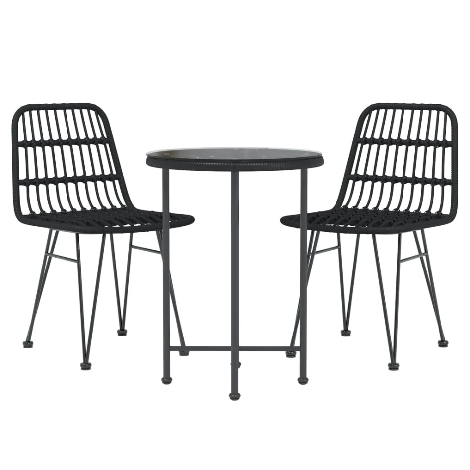 Juego de comedor de jardín 3 piezas ratán sintético