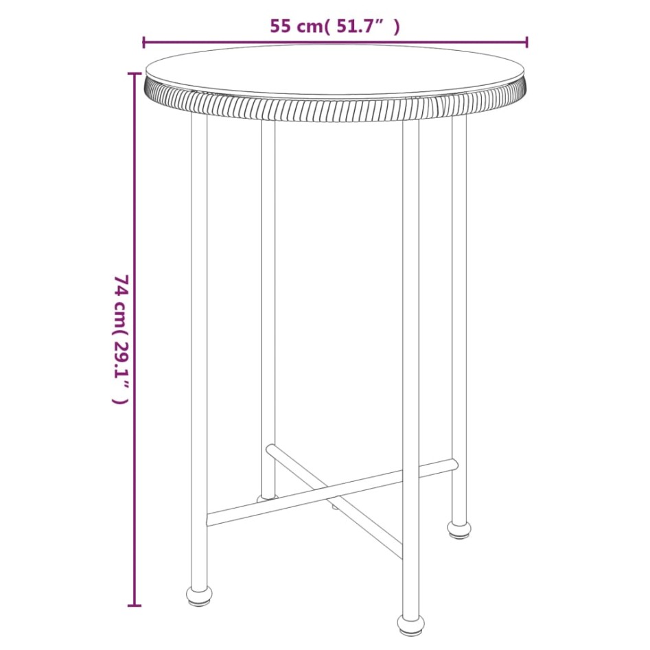 Juego de comedor de jardín 3 piezas ratán sintético