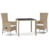 Set comedor de jardín 3 pzas con cojines ratán sintético