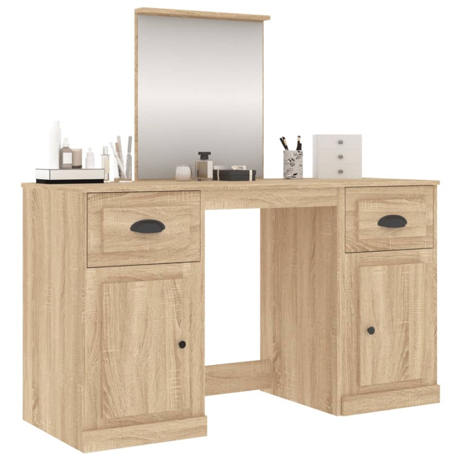 Tocador con espejo color roble Sonoma 130x50x132,5