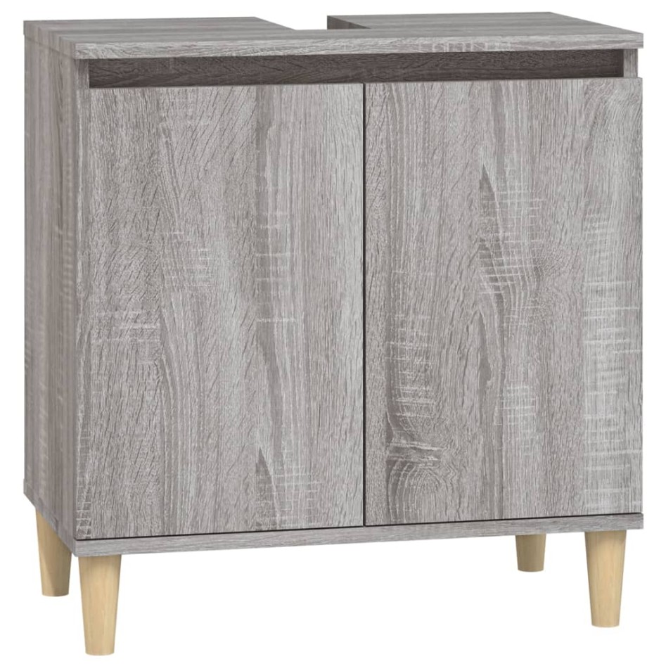 Set de muebles de baño 3 pzas madera contrachapada gris