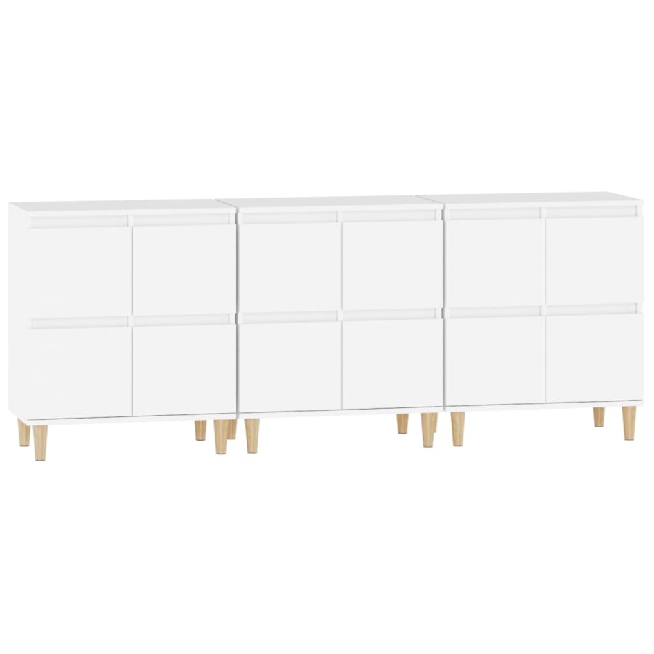 Aparadores 3 uds madera contrachapada blanco 60x35x70