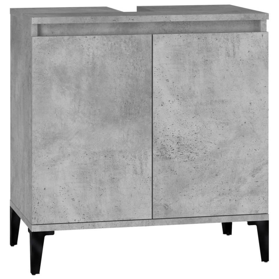 Set muebles de baño 2 piezas madera contrachapada gris