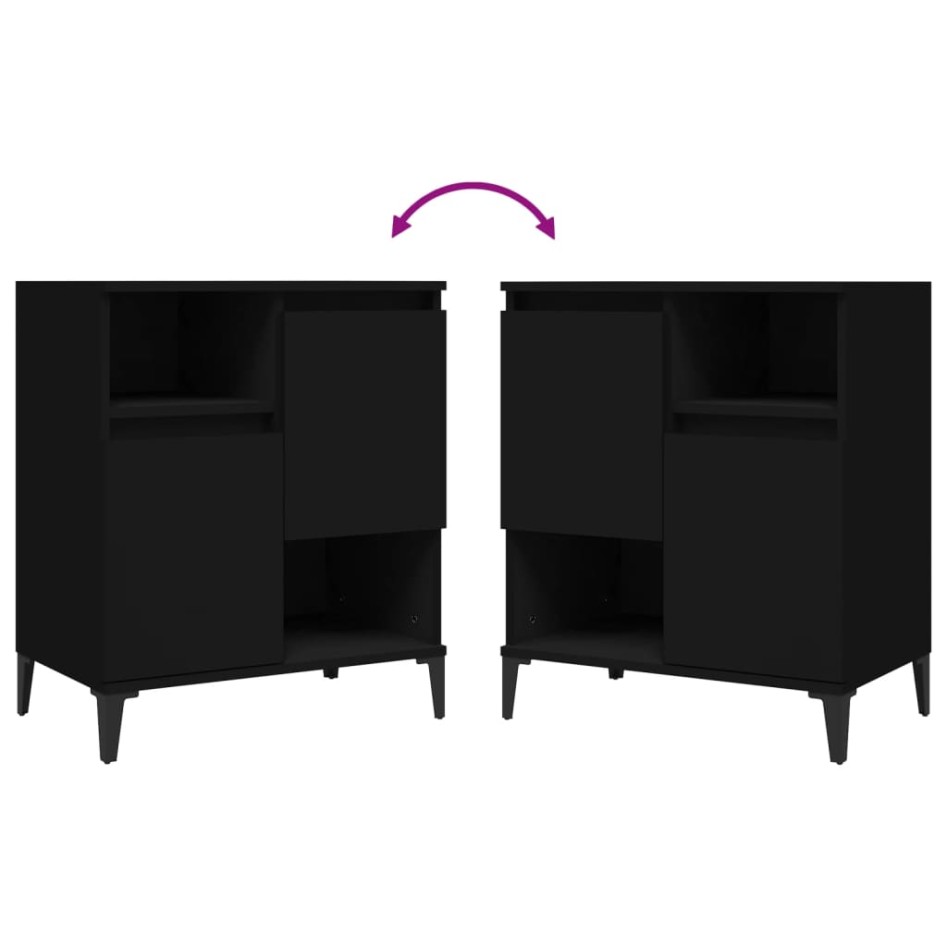 Aparadores 3 uds madera contrachapada negro 60x35x70