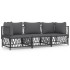 Juego muebles de jardín 3 pzas y cojines acero gris