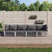Juego de muebles de jardín 4 piezas y cojines acero blanco