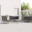Set de muebles de jardín 7 pzas y cojines ratán sintético gris