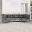 Set de muebles de jardín 6 pzas y cojines ratán sintético gris