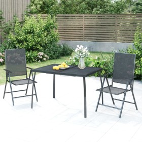 Juego de comedor de jardín 3 piezas acero gris