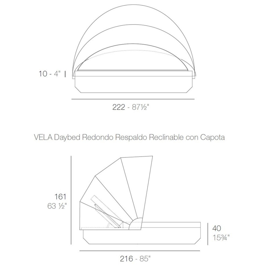 Vela Daybed Basic Redonda Parasol Reclinable