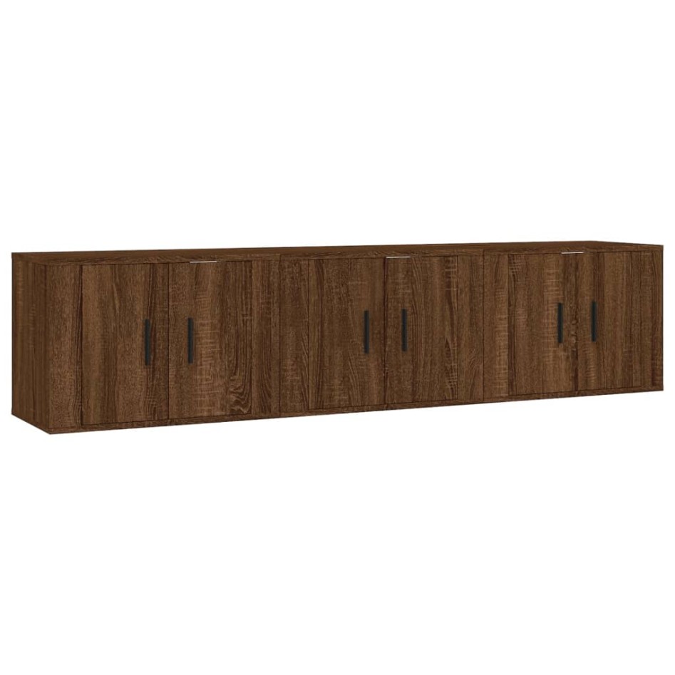 Muebles para TV de pared 3 uds roble marrón 57x34,5x40