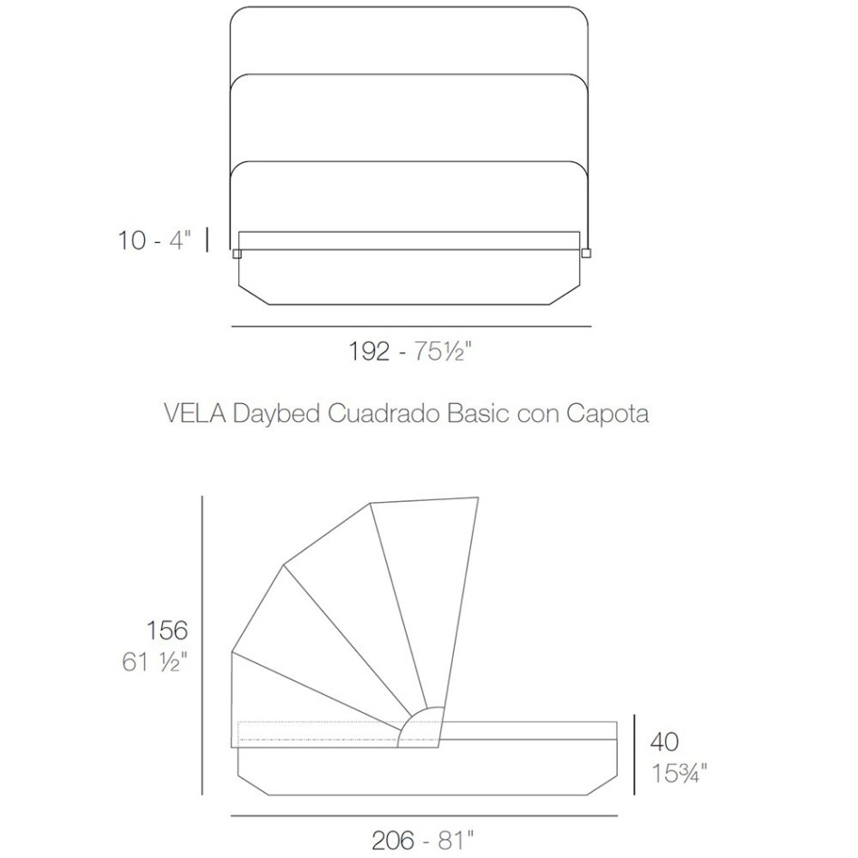 Vela Daybed Basic Cuadrada Parasol, no reclinable