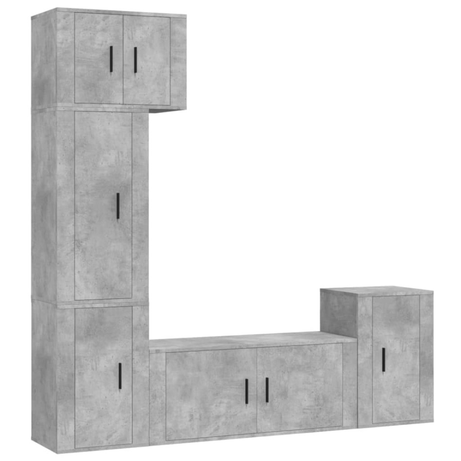 Set de muebles de TV 5 pzas madera contrachapada gris