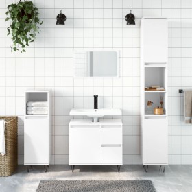 Set muebles de baño 3 piezas madera contrachapada blanco