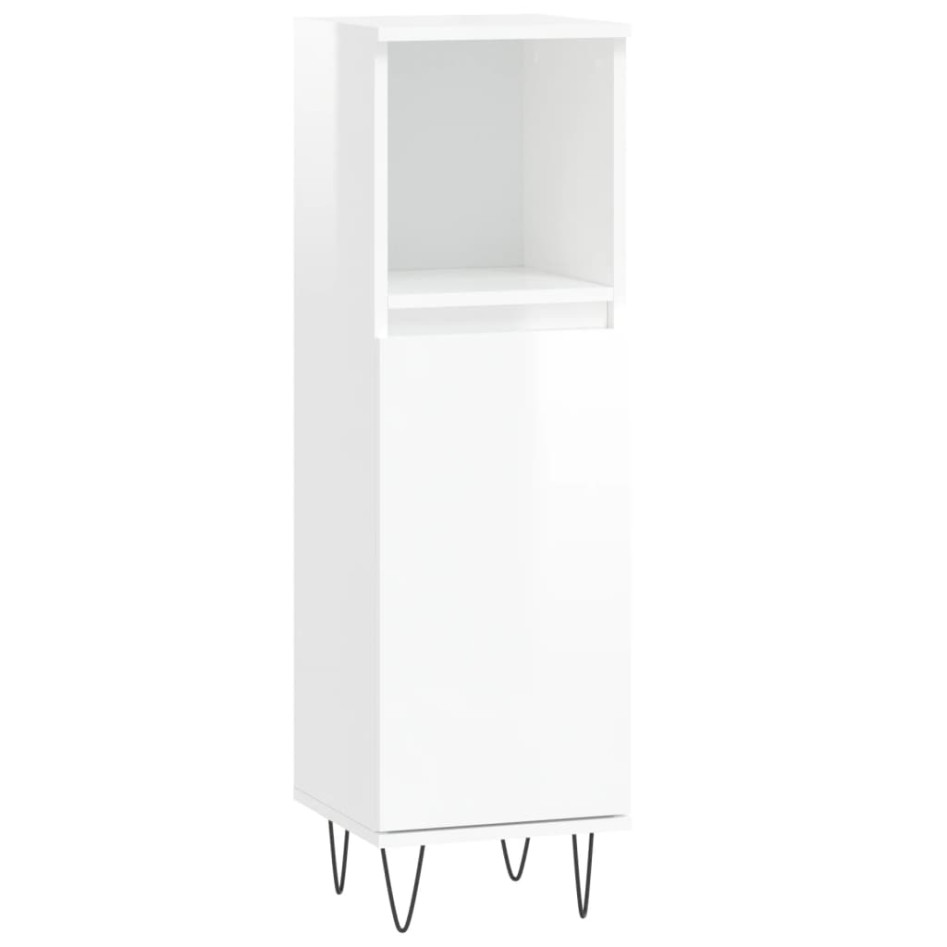 Set muebles de baño 3 piezas madera contrachapada blanco