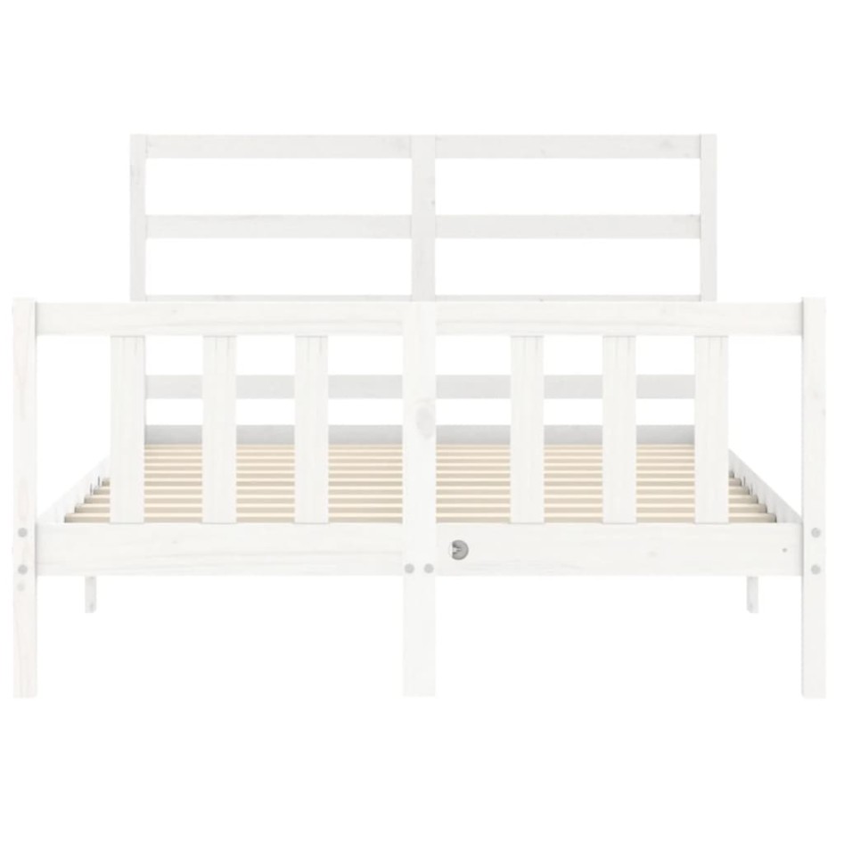 Estructura de cama con cabecero madera maciza blanco 120x200