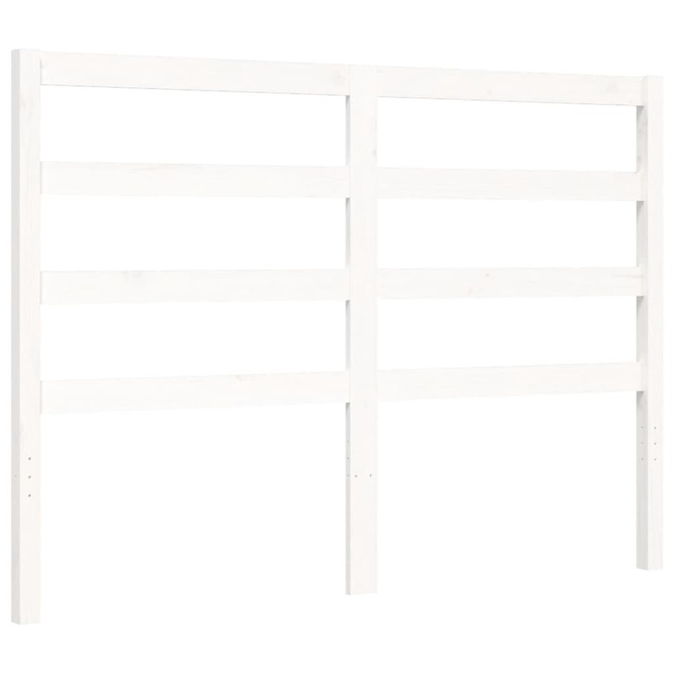 Estructura de cama con cabecero madera maciza blanco 120x200