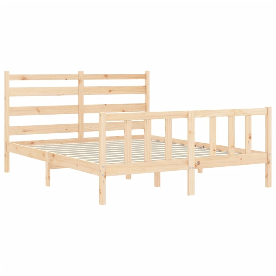 Estructura de cama con cabecero madera maciza 160x200