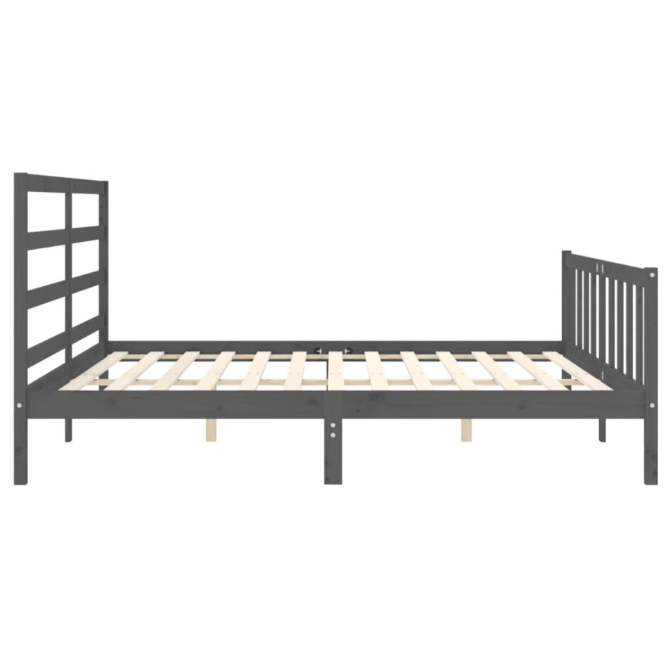 Estructura de cama con cabecero madera maciza gris 200x200